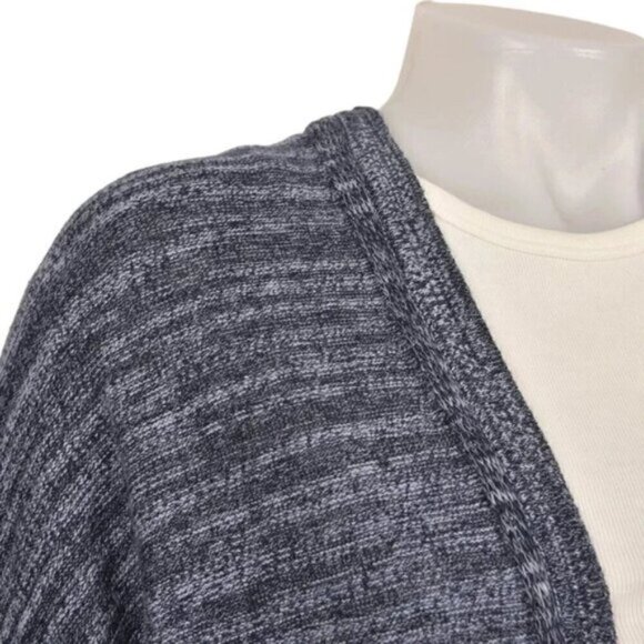 J. Jill Duster Long Cardigan Cotton Linen Blue Marled 3/4 Sleeve Size  Large - Picture 4 of 7